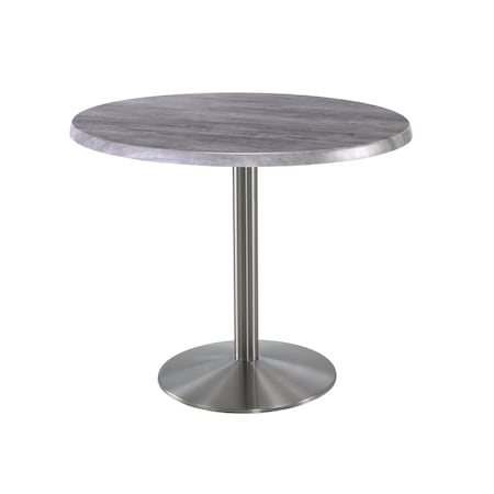 Holland Bar Stool Co 36" Tall OD214 Stainless Steel Table Base 22" Diameter 36" Diameter Greystone Top OD214-2236SSOD36RGryStn